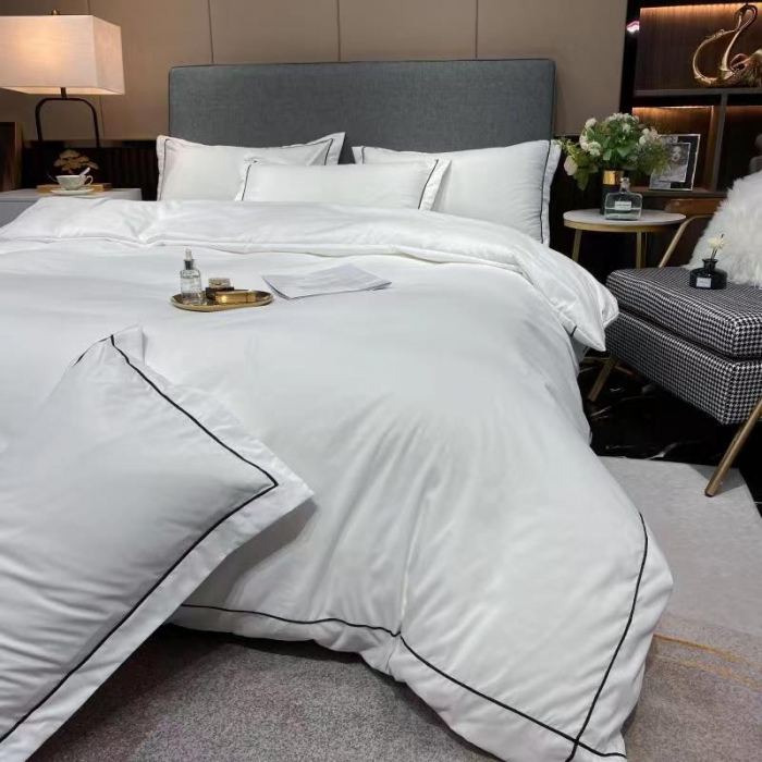 91家纺网 家纺一手货源 找家纺 曼谷 新款伊系列刺绣四件套 伊-白色