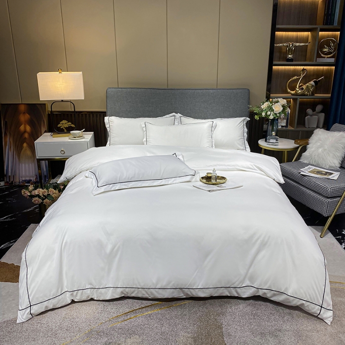 91家纺网 家纺一手货源 找家纺 曼谷 新款伊系列刺绣四件套 伊-白色