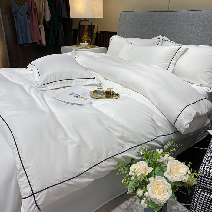 91家纺网 家纺一手货源 找家纺 曼谷 新款伊系列刺绣四件套 伊-白色