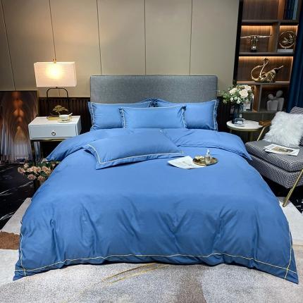 91家纺网 家纺一手货源 找家纺 曼谷 新款伊系列刺绣四件套 伊-宝蓝