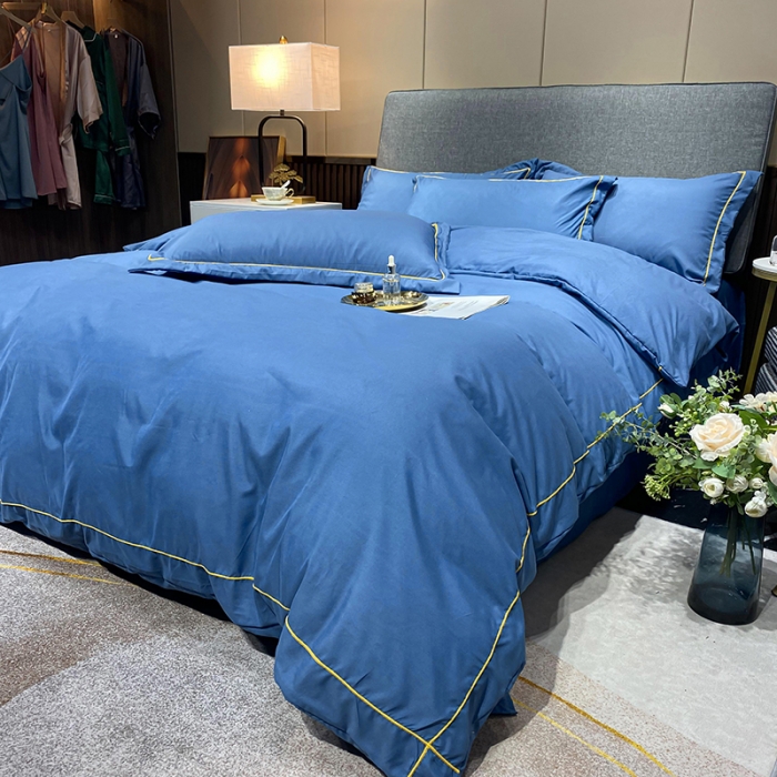 91家纺网 家纺一手货源 找家纺 曼谷 新款伊系列刺绣四件套 伊-宝蓝