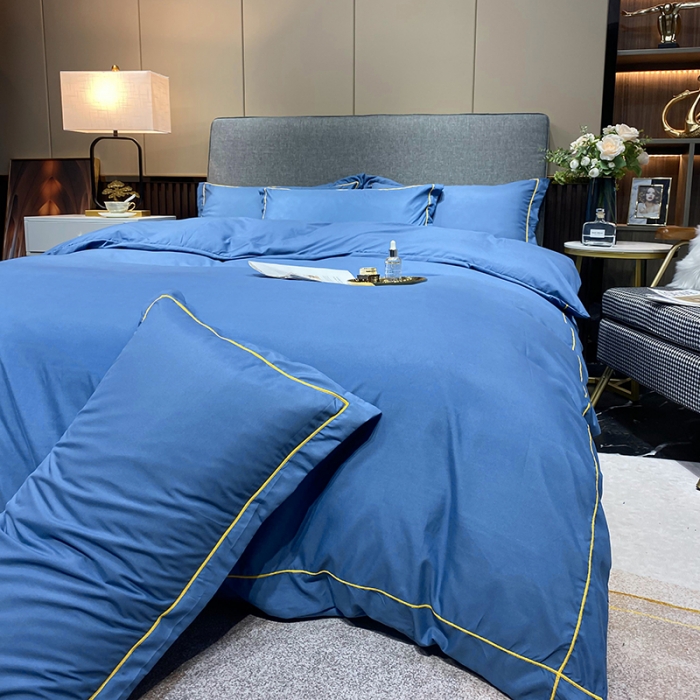 91家纺网 家纺一手货源 找家纺 曼谷 新款伊系列刺绣四件套 伊-宝蓝