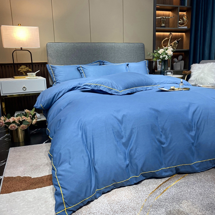 91家纺网 家纺一手货源 找家纺 曼谷 新款伊系列刺绣四件套 伊-宝蓝