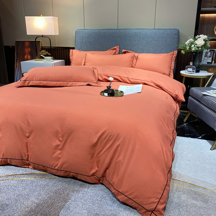 91家纺网 家纺一手货源 找家纺 曼谷 新款伊系列刺绣四件套 伊-橙色