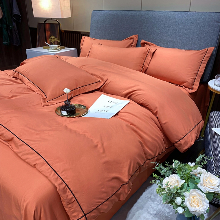 91家纺网 家纺一手货源 找家纺 曼谷 新款伊系列刺绣四件套 伊-橙色