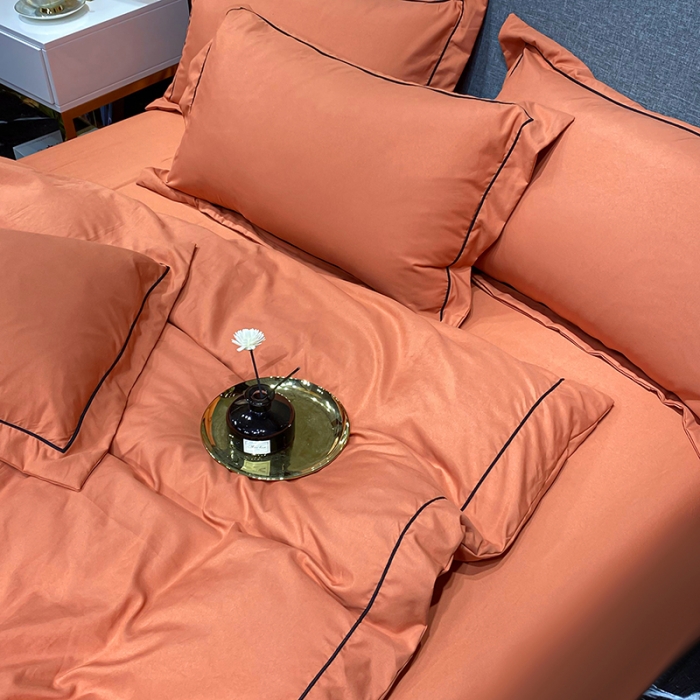 91家纺网 家纺一手货源 找家纺 曼谷 新款伊系列刺绣四件套 伊-橙色