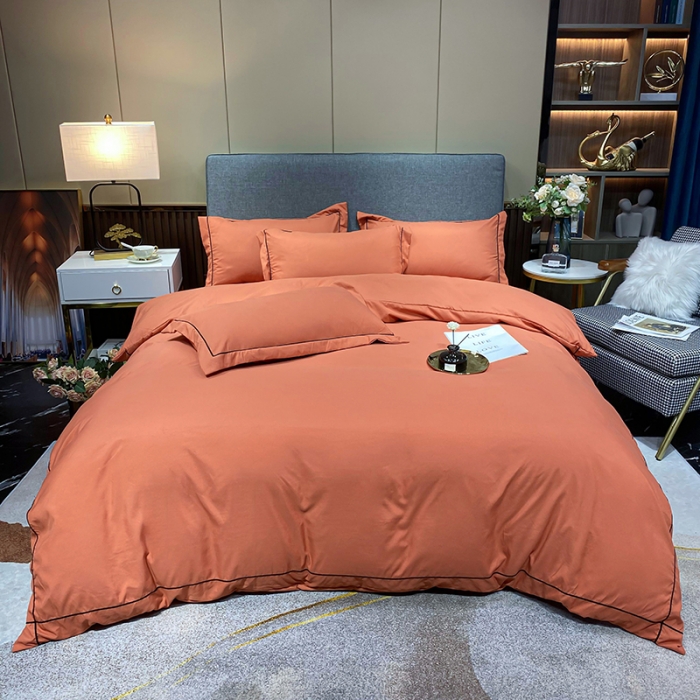 91家纺网 家纺一手货源 找家纺 曼谷 新款伊系列刺绣四件套 伊-橙色