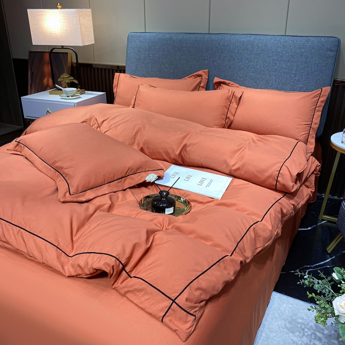 91家纺网 家纺一手货源 找家纺 曼谷 新款伊系列刺绣四件套 伊-橙色