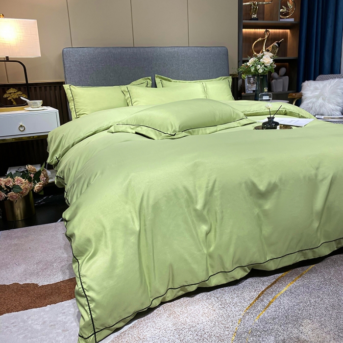 91家纺网 家纺一手货源 找家纺 曼谷 新款伊系列刺绣四件套 伊-豆绿