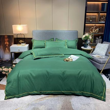 91家纺网 家纺一手货源 找家纺 曼谷 新款伊系列刺绣四件套 伊-墨绿