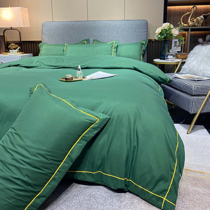 91家纺网 家纺一手货源 找家纺 曼谷 新款伊系列刺绣四件套 伊-墨绿