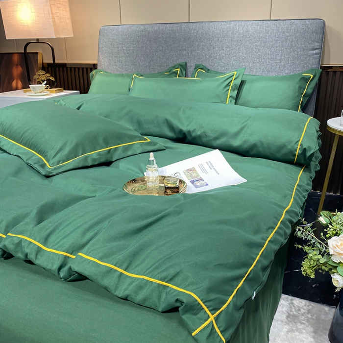 91家纺网 家纺一手货源 找家纺 曼谷 新款伊系列刺绣四件套 伊-墨绿