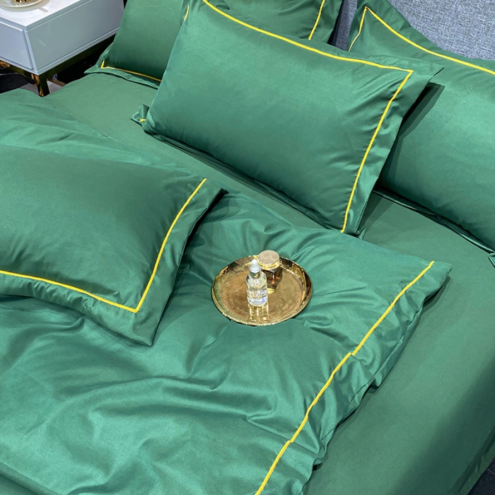 91家纺网 家纺一手货源 找家纺 曼谷 新款伊系列刺绣四件套 伊-墨绿