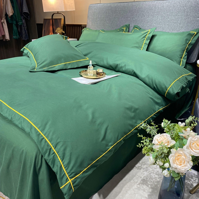 91家纺网 家纺一手货源 找家纺 曼谷 新款伊系列刺绣四件套 伊-墨绿