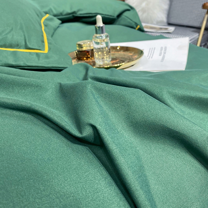 91家纺网 家纺一手货源 找家纺 曼谷 新款伊系列刺绣四件套 伊-墨绿