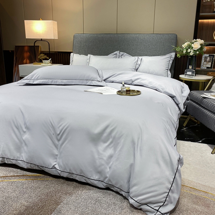 91家纺网 家纺一手货源 找家纺 曼谷 新款伊系列刺绣四件套 伊-浅灰