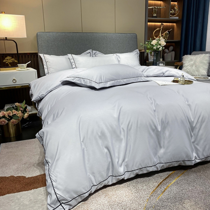 91家纺网 家纺一手货源 找家纺 曼谷 新款伊系列刺绣四件套 伊-浅灰