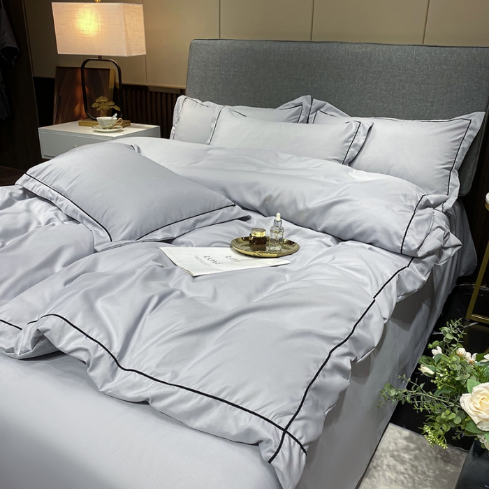 91家纺网 家纺一手货源 找家纺 曼谷 新款伊系列刺绣四件套 伊-浅灰