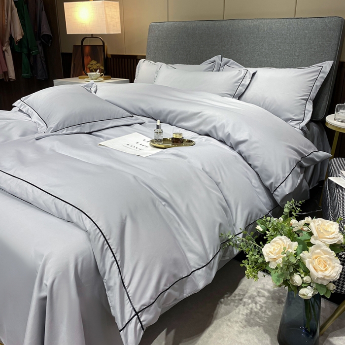 91家纺网 家纺一手货源 找家纺 曼谷 新款伊系列刺绣四件套 伊-浅灰