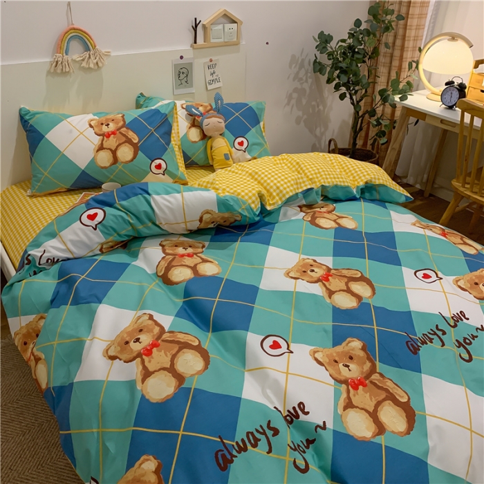 91家纺网 家纺一手货源 找家纺 西引力2022新款卡通全棉纯棉四件套学生三件套  托尼