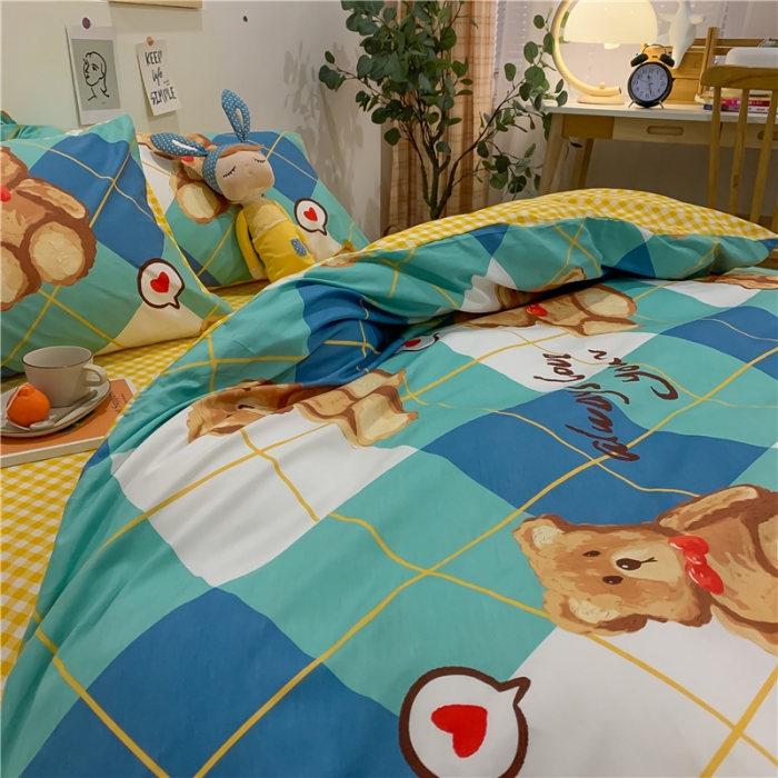 91家纺网 家纺一手货源 找家纺 西引力2022新款卡通全棉纯棉四件套学生三件套  托尼