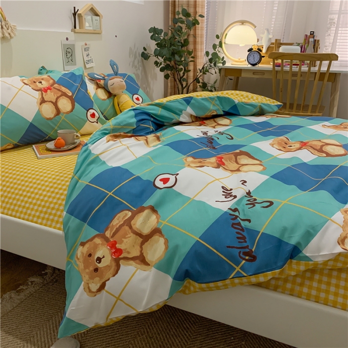 91家纺网 家纺一手货源 找家纺 西引力2022新款卡通全棉纯棉四件套学生三件套  托尼