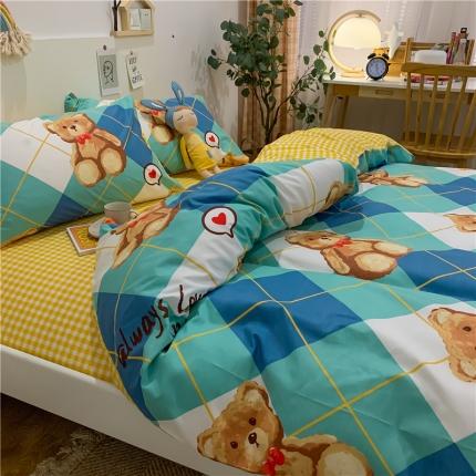 91家纺网 家纺一手货源 找家纺 西引力2022新款卡通全棉纯棉四件套学生三件套  托尼