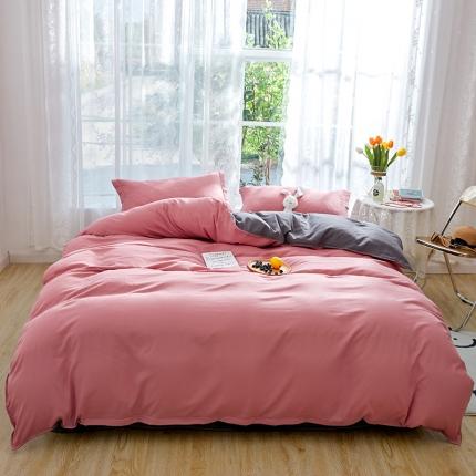 91家纺网 家纺一手货源 找家纺 （总）贝拉梦 2021新款纯色拼色美棉系列四件套