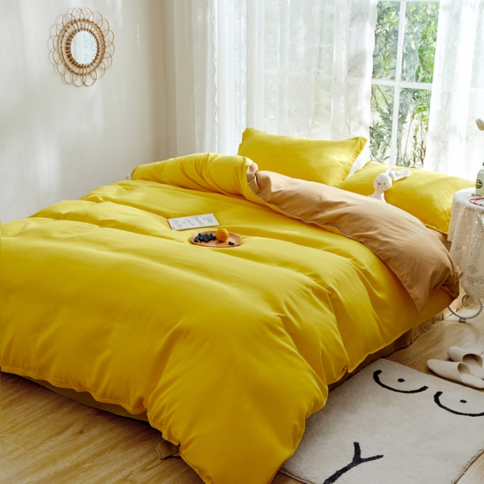 91家纺网 家纺一手货源 找家纺 （总）贝拉梦 2021新款纯色拼色美棉系列四件套