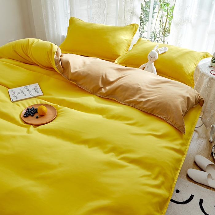 91家纺网 家纺一手货源 找家纺 （总）贝拉梦 2021新款纯色拼色美棉系列四件套