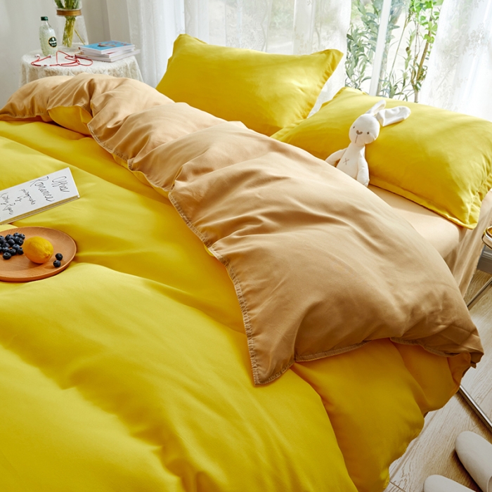 91家纺网 家纺一手货源 找家纺 （总）贝拉梦 2021新款纯色拼色美棉系列四件套