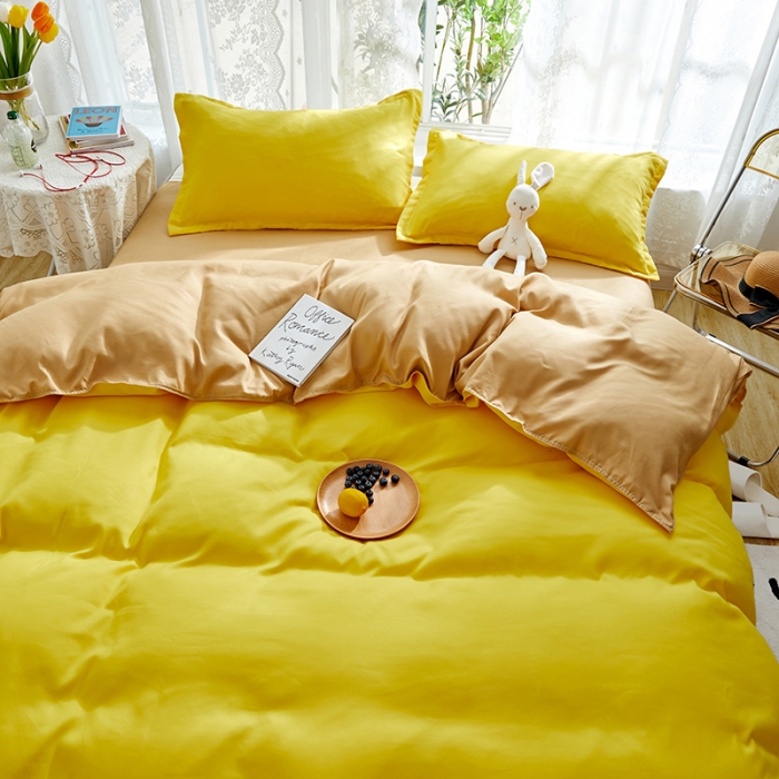 91家纺网 家纺一手货源 找家纺 （总）贝拉梦 2021新款纯色拼色美棉系列四件套