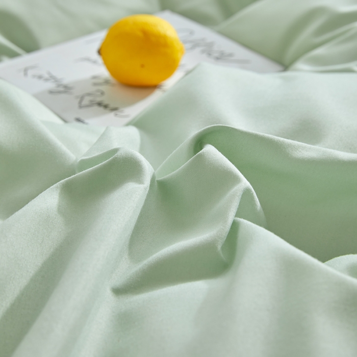 91家纺网 家纺一手货源 找家纺 贝拉梦 2021新款纯色拼色美棉系列四件套 豆绿深灰