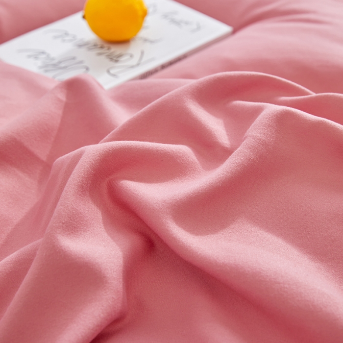 91家纺网 家纺一手货源 找家纺 贝拉梦 2021新款纯色拼色美棉系列四件套 豆沙深灰