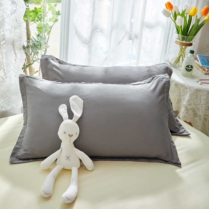 91家纺网 家纺一手货源 找家纺 贝拉梦 2021新款纯色拼色美棉系列四件套 浅灰米色