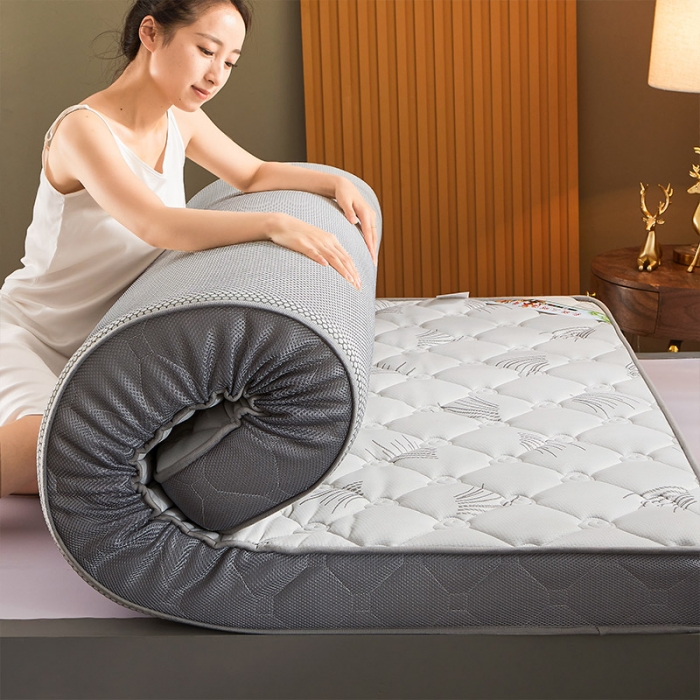 91家纺网 家纺一手货源 找家纺 欣罗兰 2022新款提花针织立体床垫 玫瑰-仙草白-大床