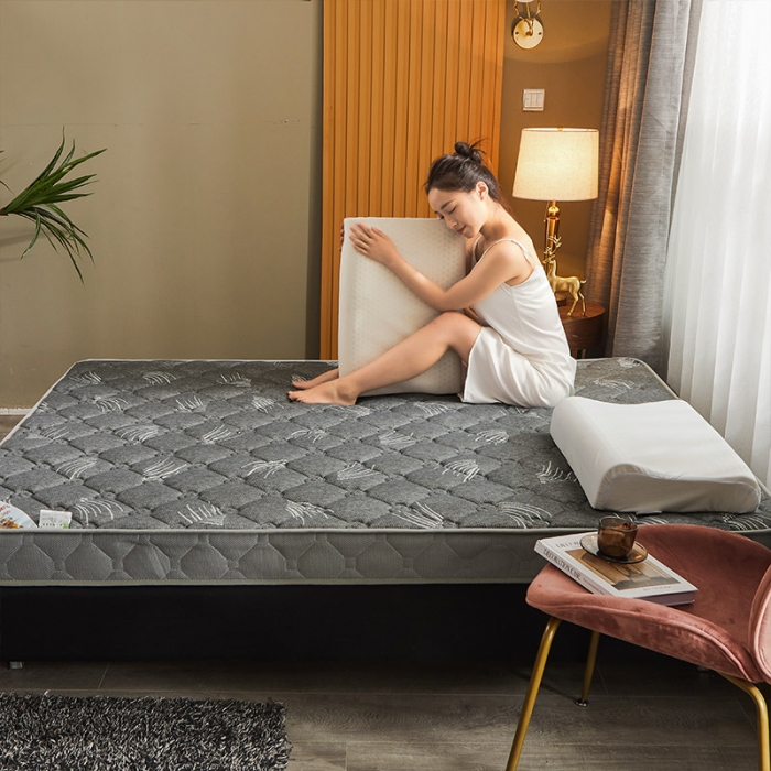 91家纺网 家纺一手货源 找家纺 欣罗兰 2022新款提花针织立体床垫 玫瑰-仙草灰-大床