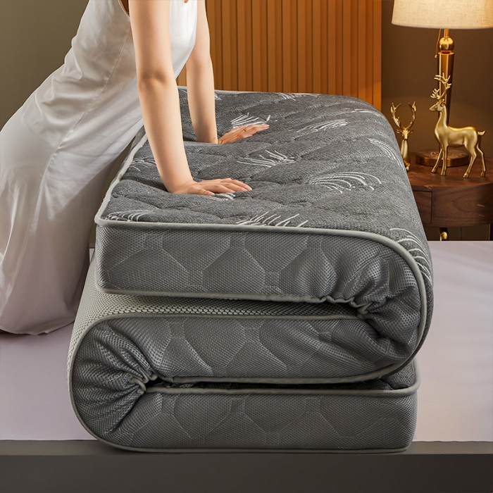 91家纺网 家纺一手货源 找家纺 欣罗兰 2022新款提花针织立体床垫 玫瑰-仙草灰-大床