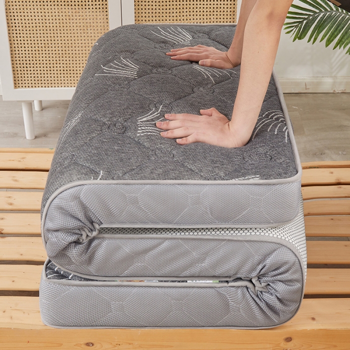 91家纺网 家纺一手货源 找家纺 欣罗兰2022新款提花针织立体床垫 玫瑰-仙草灰-学生床