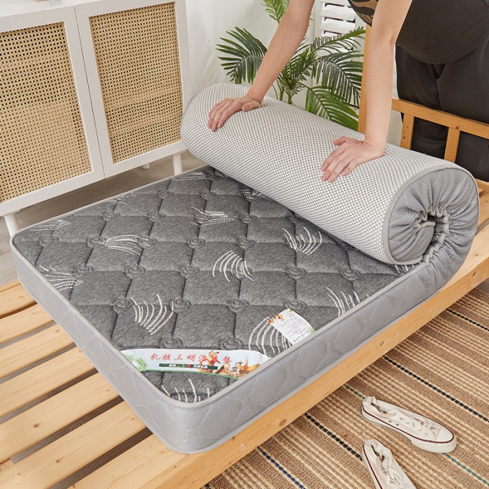 91家纺网 家纺一手货源 找家纺 欣罗兰2022新款提花针织立体床垫 玫瑰-仙草灰-学生床