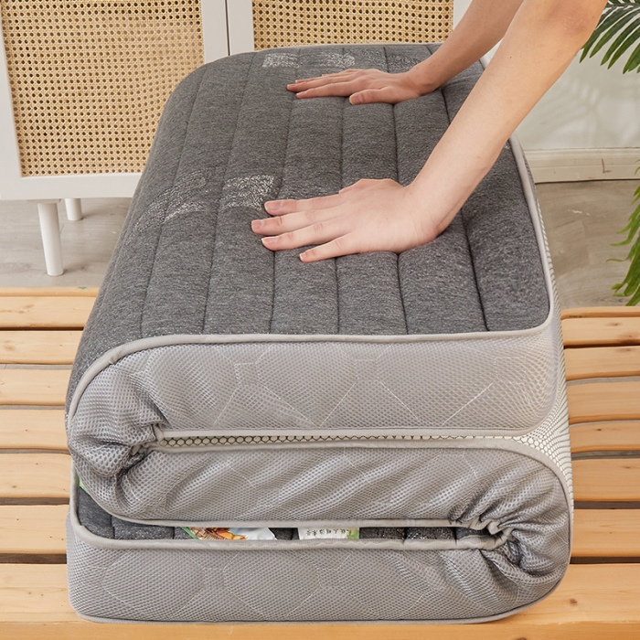 91家纺网 家纺一手货源 找家纺 欣罗兰 2022新款提花针织立体床垫 椰灰-学生床