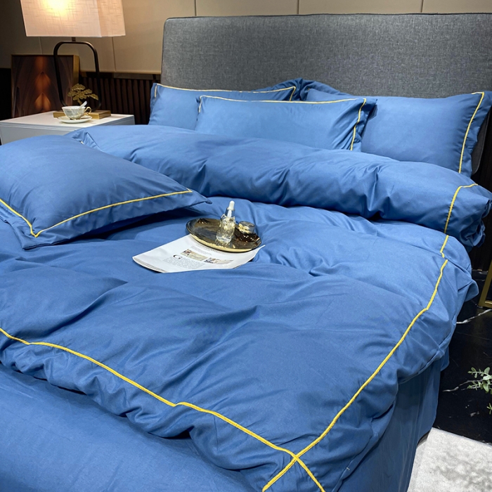 91家纺网 家纺一手货源 找家纺 曼谷 新款伊系列刺绣四件套 伊-宝蓝