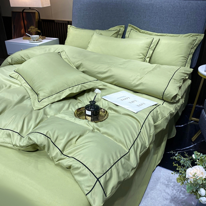 91家纺网 家纺一手货源 找家纺 曼谷 新款伊系列刺绣四件套 伊-豆绿