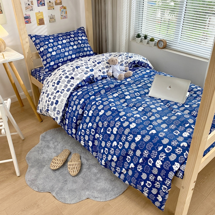 91家纺网 家纺一手货源 找家纺 曼之夏 2022新款全棉13372学生三件套 喵星人