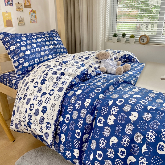 91家纺网 家纺一手货源 找家纺 曼之夏 2022新款全棉13372学生三件套 喵星人