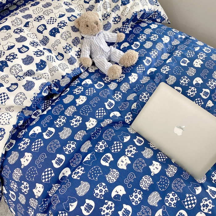 91家纺网 家纺一手货源 找家纺 曼之夏 2022新款全棉13372学生三件套 喵星人