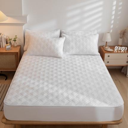 91家纺网 家纺一手货源 找家纺 衿成家纺 2025新款全棉纯色夹棉床笠 典雅白