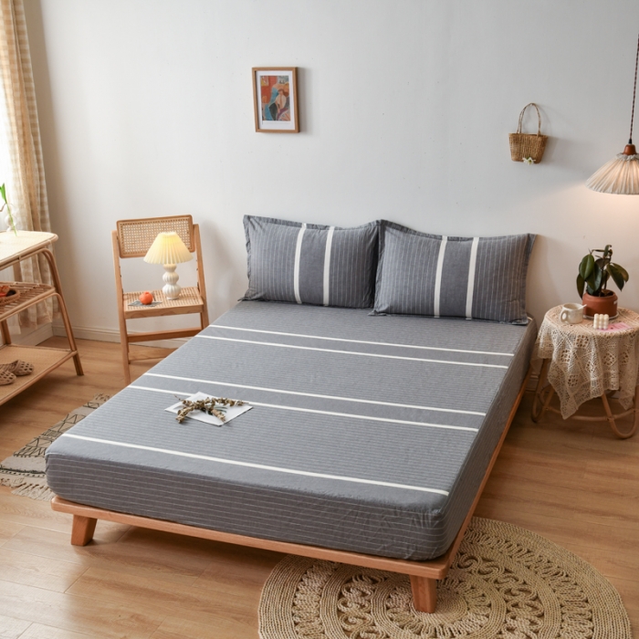 91家纺网 家纺一手货源 找家纺 床笠人家 2023新款全棉水洗棉防水床笠 巴洛克-灰