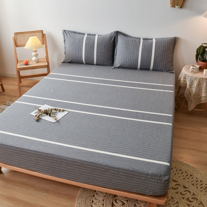 91家纺网 家纺一手货源 找家纺 床笠人家 2023新款全棉水洗棉防水床笠 巴洛克-灰