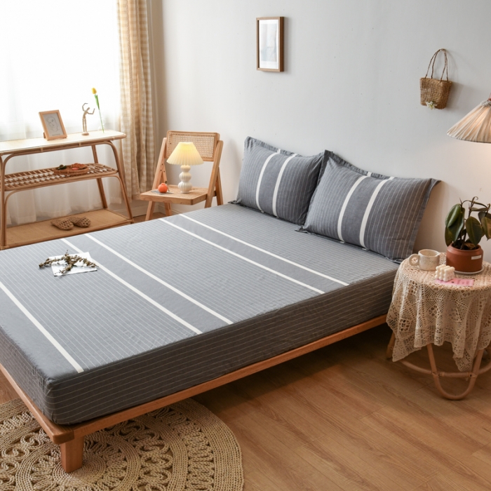 91家纺网 家纺一手货源 找家纺 床笠人家 2023新款全棉水洗棉防水床笠 巴洛克-灰